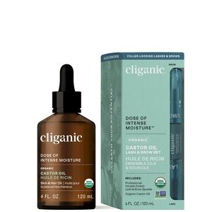 (2) cliganic Organic Castor Oil Hair & Brow Serum -